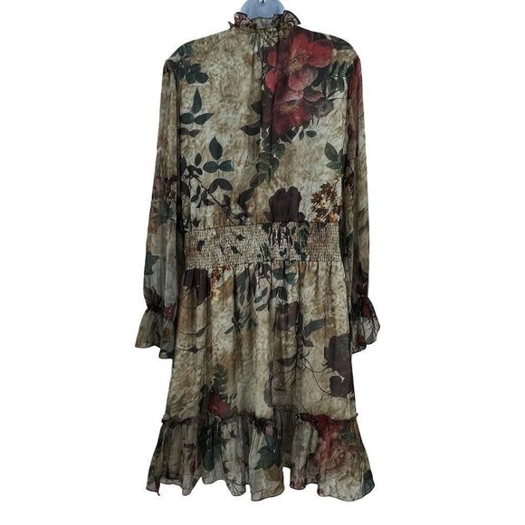 Hemant & Nandita Anthropologie Floral Smocked Waisted Long Sleeve Dress - Picture 10 of 13